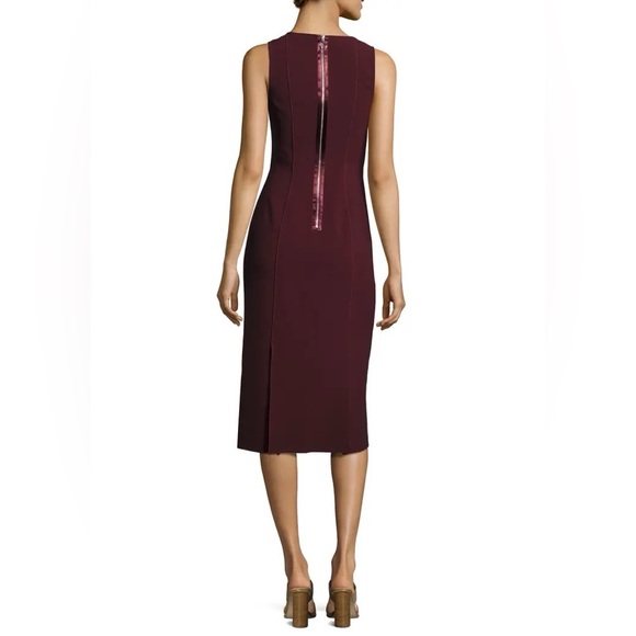 Size 0 Elizabeth & James Mireille Sleeveless Scoop-Neck Ponte Midi Dress, Wine - Picture 2 of 11
